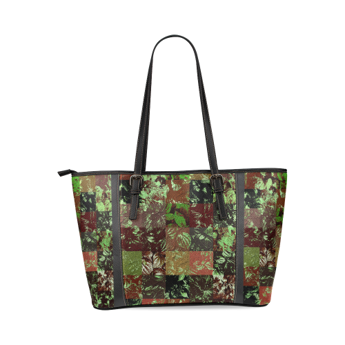 Foliage Patchwork #4 - Jera Nour Leather Tote Bag/Large (Model 1640)