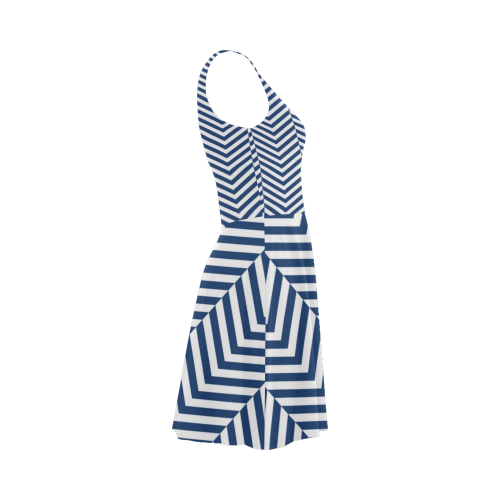 dark blue and white classic chevron pattern Atalanta Sundress (Model D04)