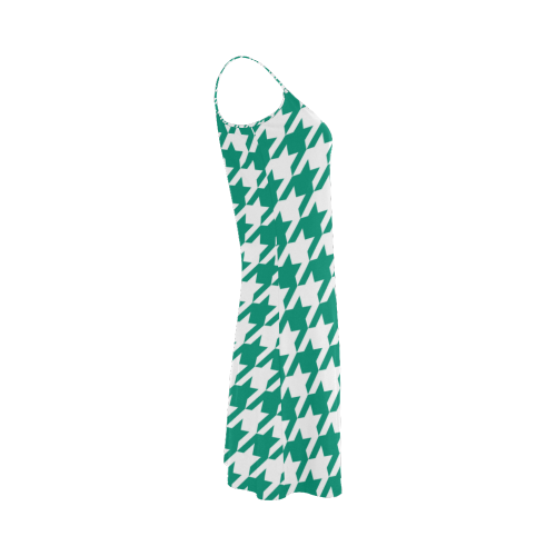 emerald green and white houndstooth classic patter Alcestis Slip Dress (Model D05)