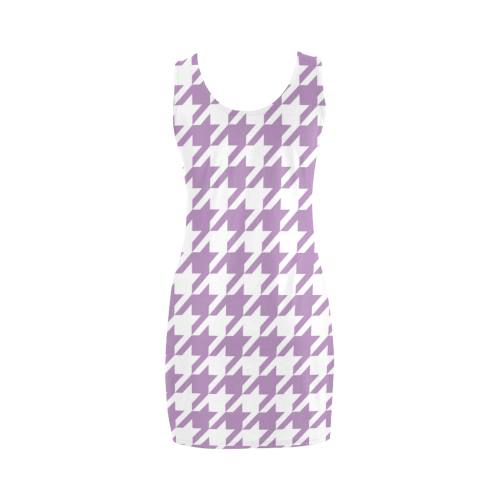 lilac and white houndstooth classic pattern Medea Vest Dress (Model D06)