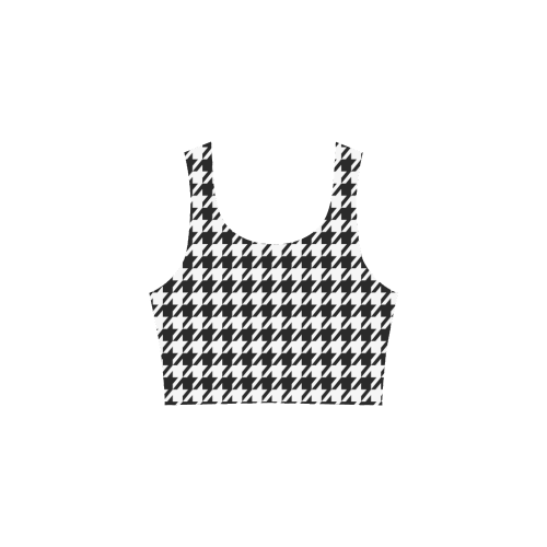 black and white houndstooth classic pattern Atalanta Sundress (Model D04)