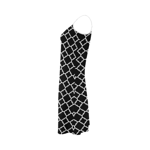 black white quatrefoil classic pattern Alcestis Slip Dress (Model D05)