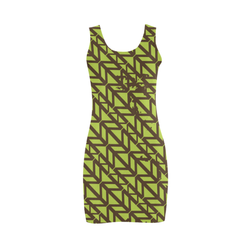 green geometric pattern Medea Vest Dress (Model D06)