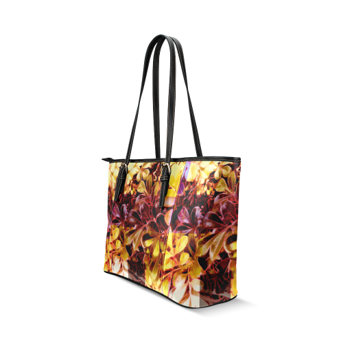 Foliage Patchwork #11 - Jera Nour Leather Tote Bag/Large (Model 1640)