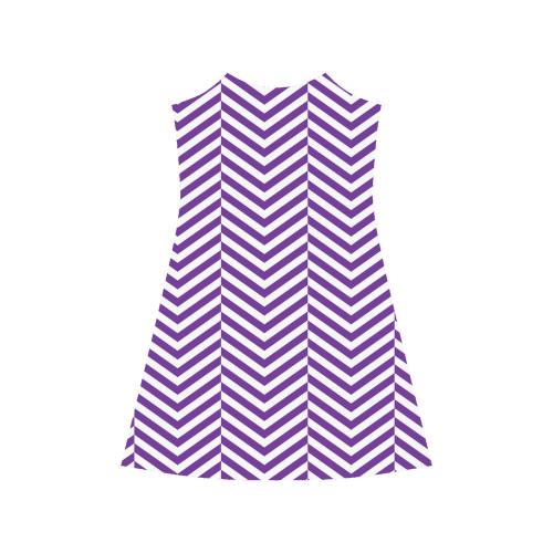 royal purple and white classic chevron pattern Alcestis Slip Dress (Model D05)