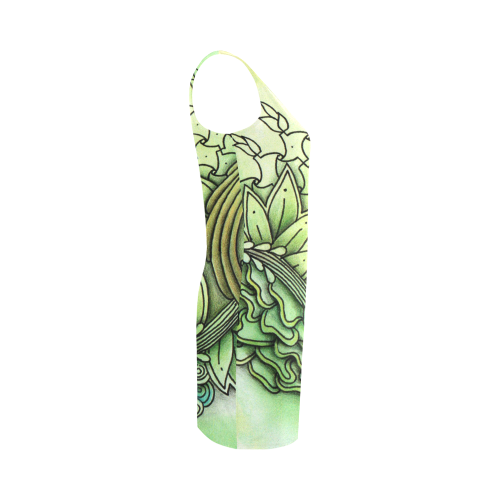 Mandy Green - Leaf Drawing abstract art Medea Vest Dress (Model D06)