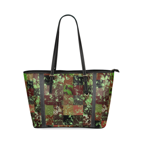 Foliage Patchwork #4 - Jera Nour Leather Tote Bag/Large (Model 1640)