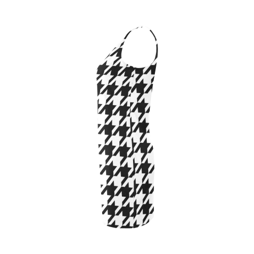 black and white houndstooth classic pattern Medea Vest Dress (Model D06)