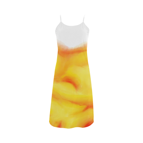 yellow orange red water color abstract art Alcestis Slip Dress (Model D05)
