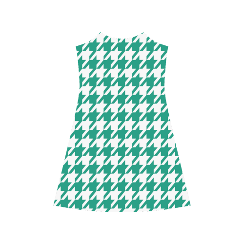 emerald green and white houndstooth classic patter Alcestis Slip Dress (Model D05)