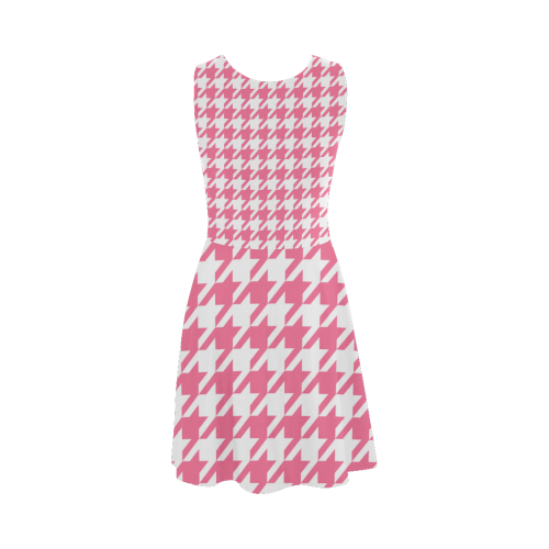 pink and white houndstooth classic pattern Atalanta Sundress (Model D04)