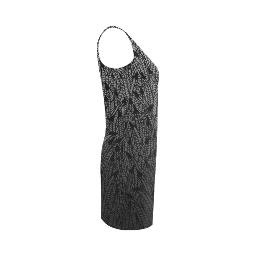 grey ombre feathers pattern black Medea Vest Dress (Model D06)