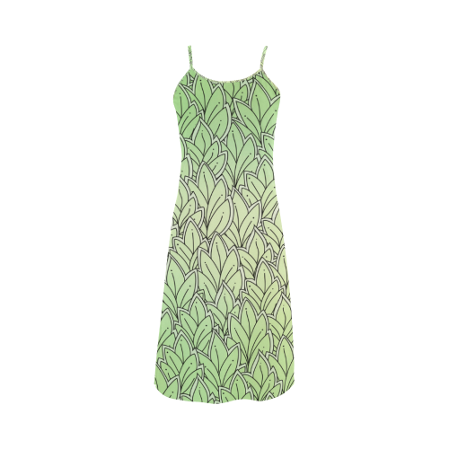 Mandy Green - Leaves Pattern Alcestis Slip Dress (Model D05)