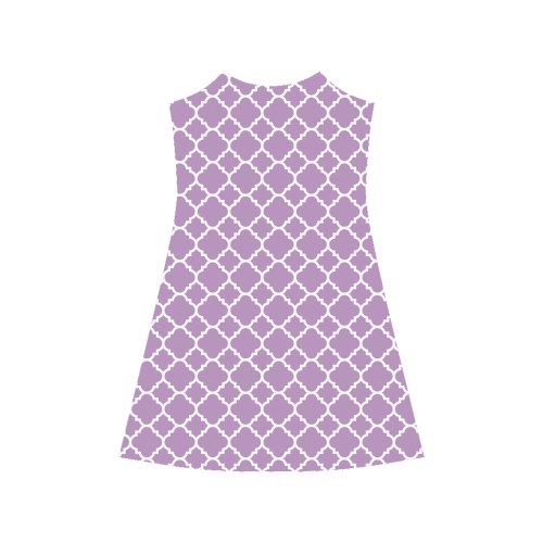 purple lilac white quatrefoil classic pattern Alcestis Slip Dress (Model D05)
