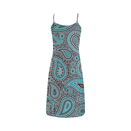 blue paisley mosaic design Alcestis Slip Dress (Model D05)