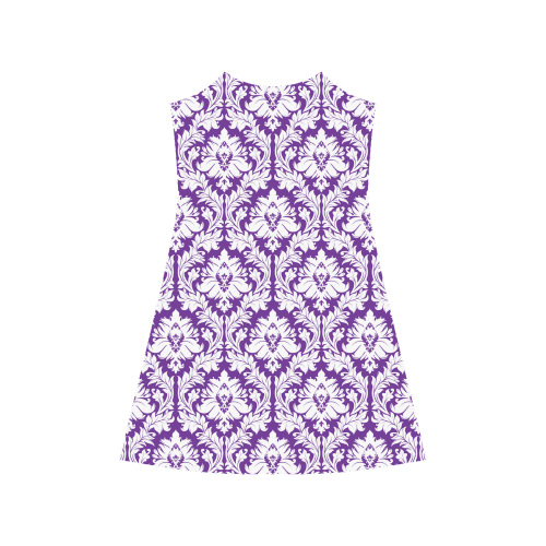 damask pattern royal purple and white Alcestis Slip Dress (Model D05)