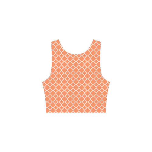 orange white quatrefoil classic pattern Atalanta Sundress (Model D04)