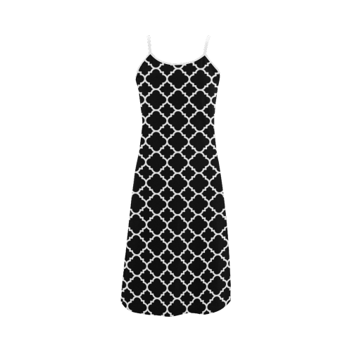 black white quatrefoil classic pattern Alcestis Slip Dress (Model D05)