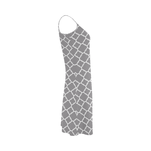 grey white quatrefoil classic pattern Alcestis Slip Dress (Model D05)