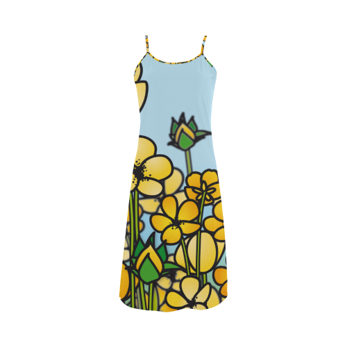 buttercup flower field yellow floral arrangement Alcestis Slip Dress (Model D05)