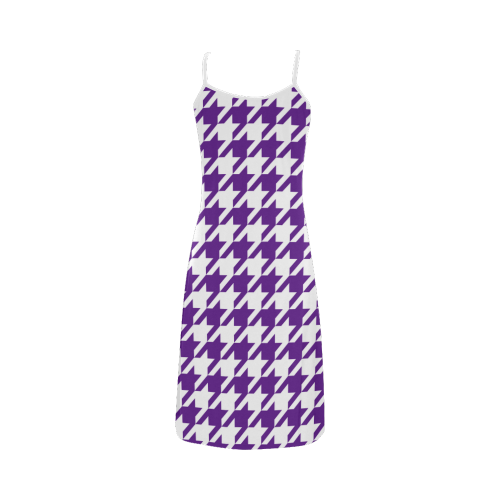 royal purple and white houndstooth classic pattern Alcestis Slip Dress (Model D05)