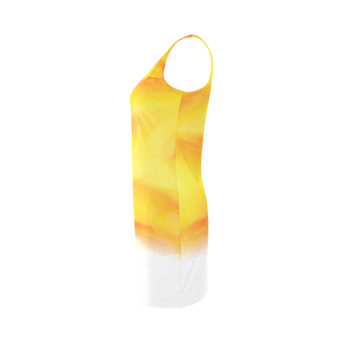 yellow orange red water color abstract art Medea Vest Dress (Model D06)