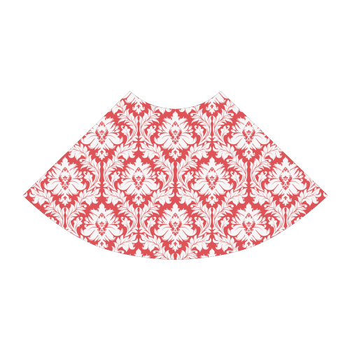 damask pattern red and white Atalanta Sundress (Model D04)