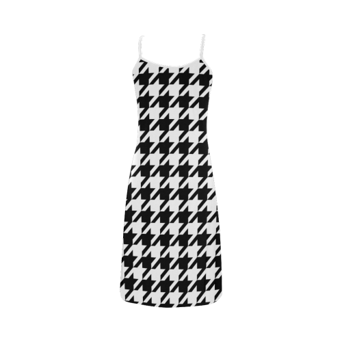 black and white houndstooth classic pattern Alcestis Slip Dress (Model D05)