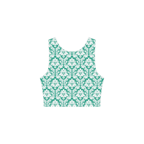 damask pattern emerald green and white Atalanta Sundress (Model D04)