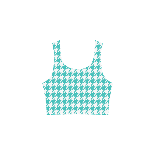 turquoise and white houndstooth classic pattern Atalanta Sundress (Model D04)