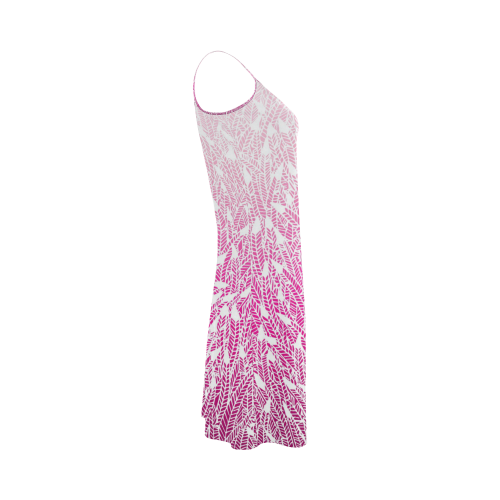 pink ombre feathers pattern white Alcestis Slip Dress (Model D05)