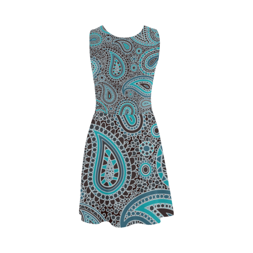 blue paisley mosaic design Atalanta Sundress (Model D04)