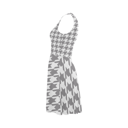 grey and white houndstooth classic pattern Atalanta Sundress (Model D04)