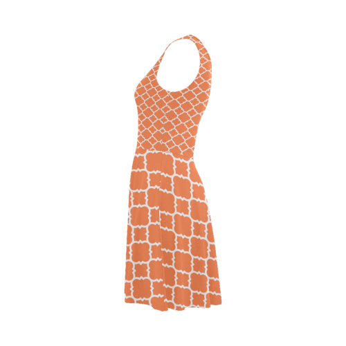 orange white quatrefoil classic pattern Atalanta Sundress (Model D04)