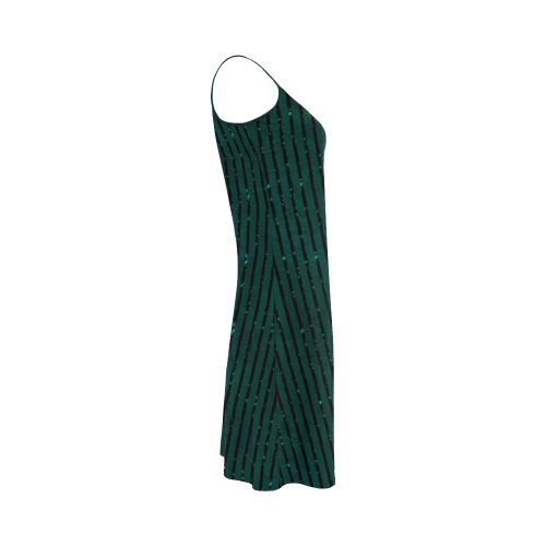 Teal Glitter Stripe Alcestis Slip Dress (Model D05)
