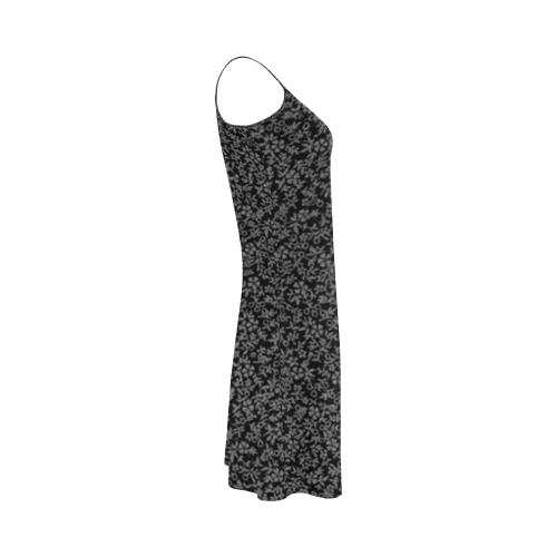 Vintage Floral Charcoal Gray Black Alcestis Slip Dress (Model D05)