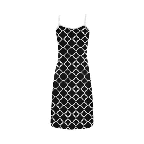black white quatrefoil classic pattern Alcestis Slip Dress (Model D05)