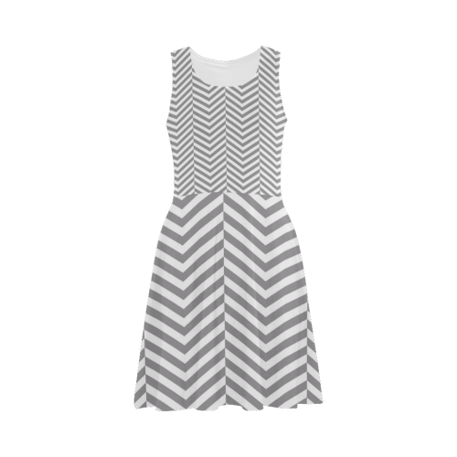 grey and white classic chevron pattern Atalanta Sundress (Model D04)