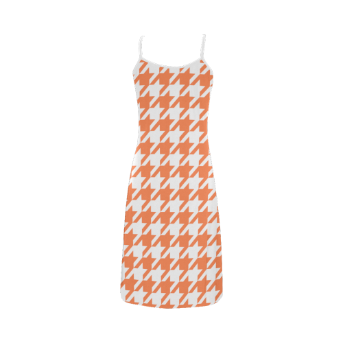 orange and white houndstooth classic pattern Alcestis Slip Dress (Model D05)