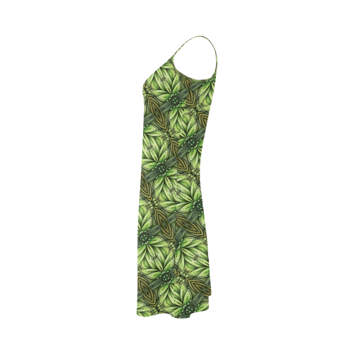 Mandy Green - Leaf Weave small foliage Alcestis Slip Dress (Model D05)