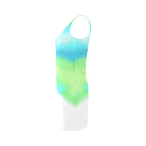 blue green water color abstract art Medea Vest Dress (Model D06)