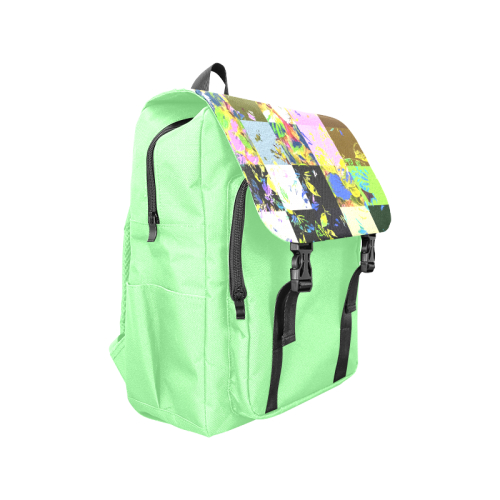 Foliage Patchwork #3 Light Green- Jera Nour Casual Shoulders Backpack (Model 1623)