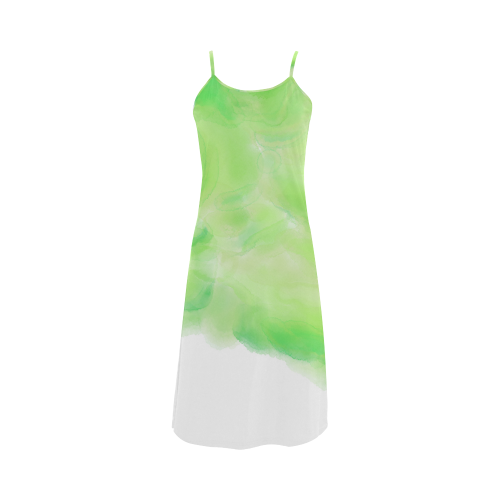 bright green watercolor abstract art Alcestis Slip Dress (Model D05)
