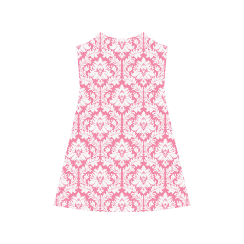 damask pattern pink and white Alcestis Slip Dress (Model D05)