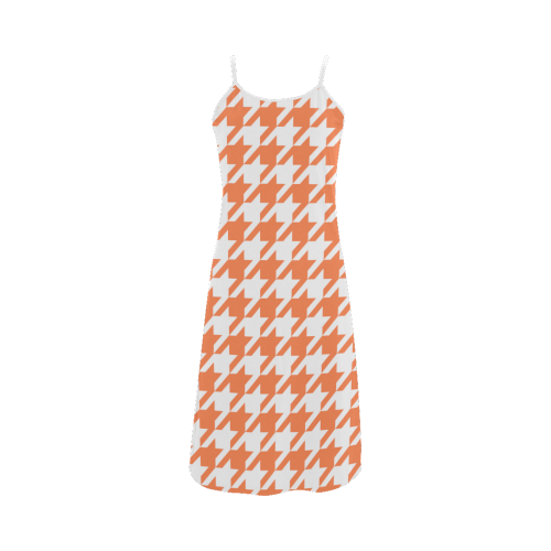 orange and white houndstooth classic pattern Alcestis Slip Dress (Model D05)