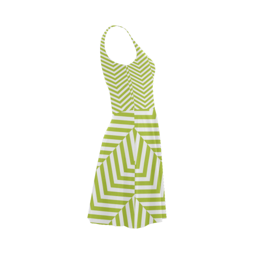 spring green and white classic chevron pattern Atalanta Sundress (Model D04)