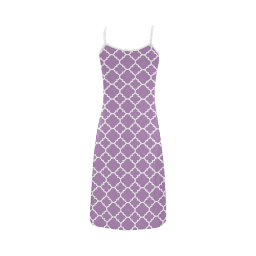 purple lilac white quatrefoil classic pattern Alcestis Slip Dress (Model D05)