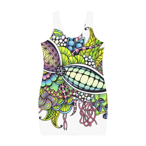 Bright fantasy flower in bright colors Medea Vest Dress (Model D06)