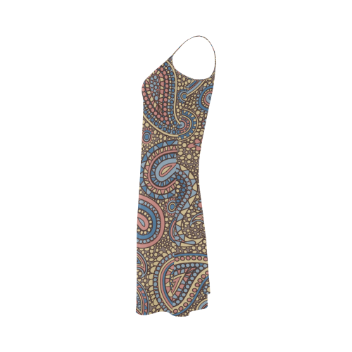 yellow blue pink paisley mosaic pattern Alcestis Slip Dress (Model D05)