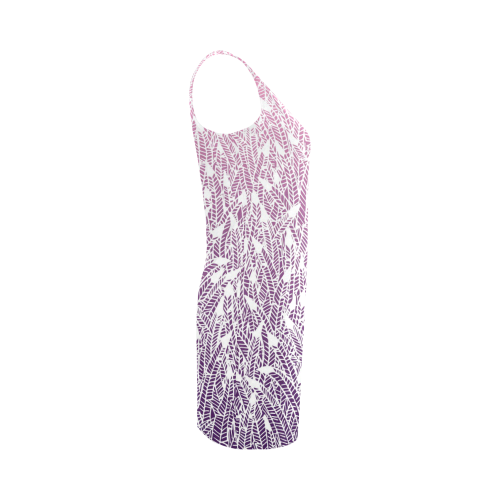 pink purple ombre feather pattern white Medea Vest Dress (Model D06)